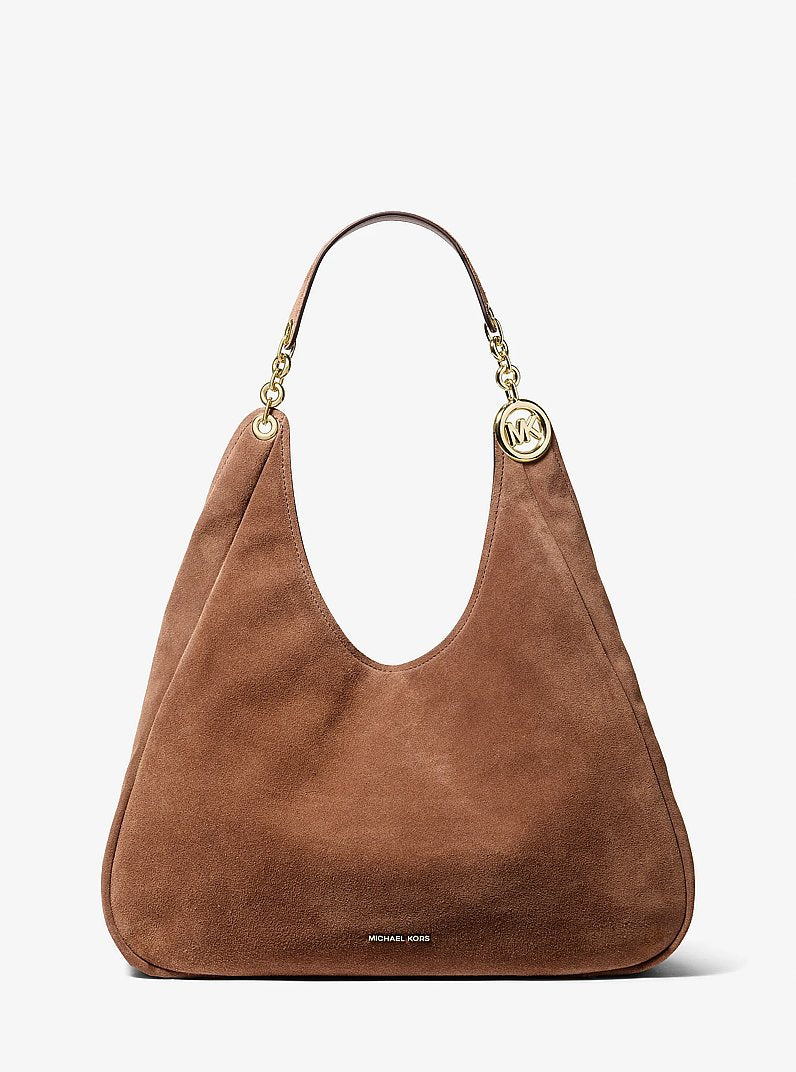 Michael Kors Ellie Large Suede Shoulder Bag LUGGAGE