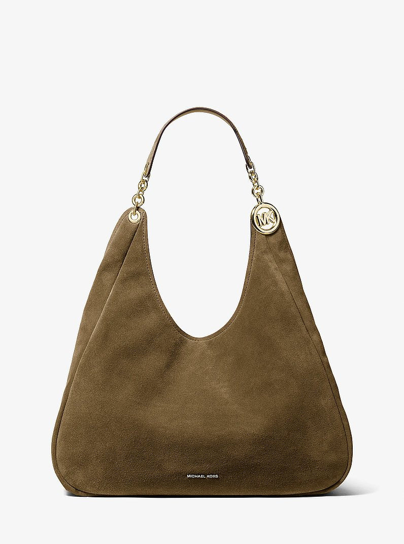Michael Kors Ellie Large Suede Shoulder Bag LODEN