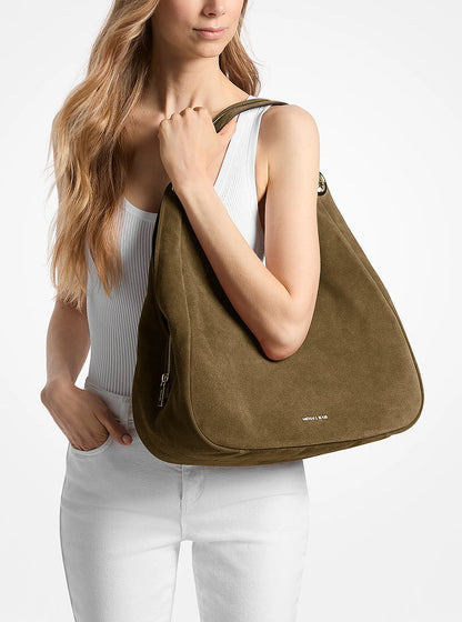 Michael Kors Ellie Large Suede Shoulder Bag LODEN