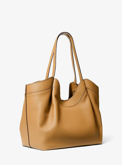 Michael Kors Nolita Large Pebbled Leather Tote Bag BURNT KHAKI