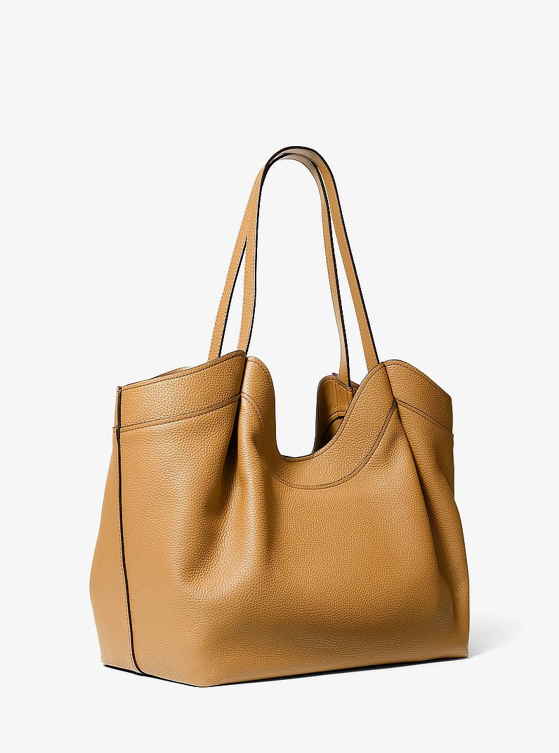 Michael Kors Nolita Large Pebbled Leather Tote Bag BURNT KHAKI