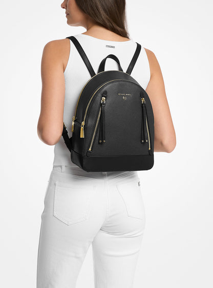 Brooklyn Medium Pebbled Leather Backpack Black Black