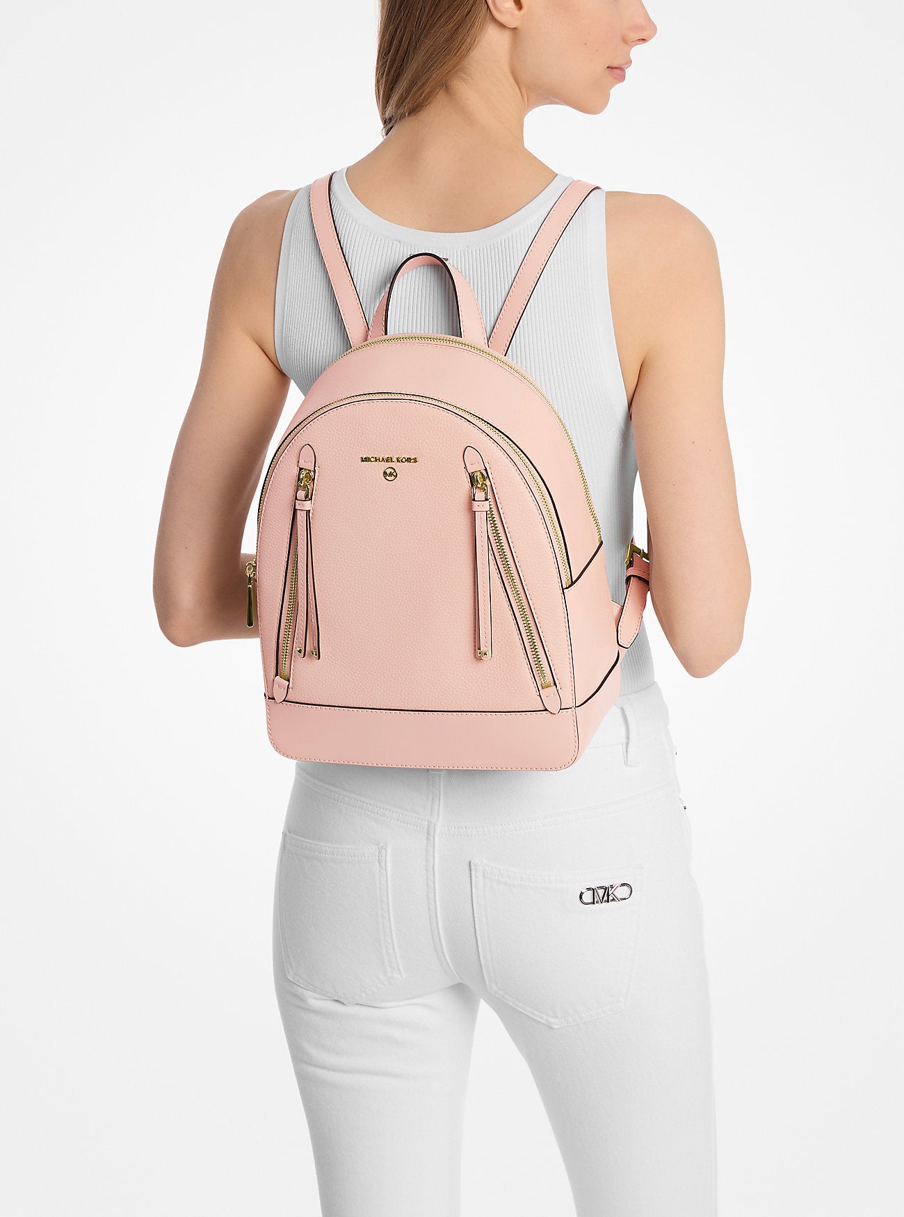 Brooklyn Medium Pebbled Leather Backpack Soft Pink Soft Pink