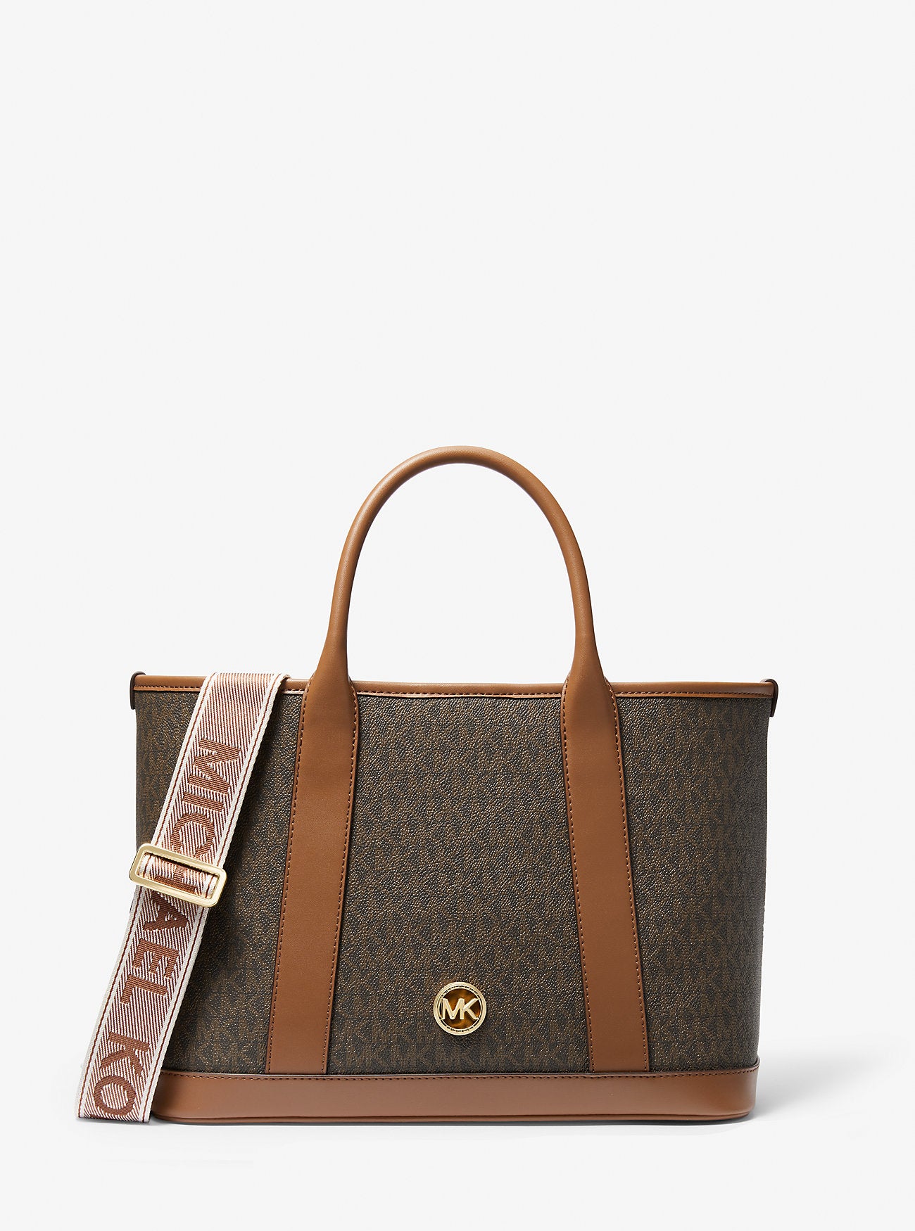 Luisa Medium Signature Logo Satchel Brown-Luggage Brown-Luggage