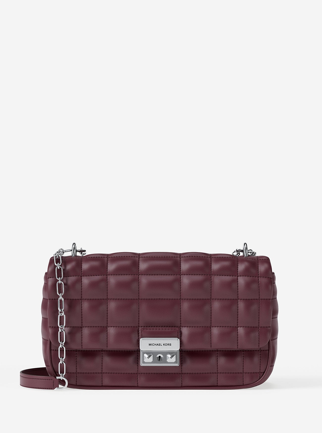 Tribeca Large Quilted Leather Shoulder Bag Oxblood Oxblood