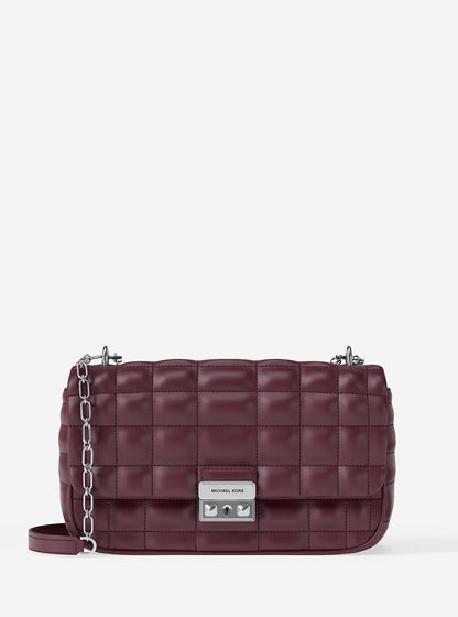 Tribeca Large Quilted Leather Shoulder Bag Oxblood Oxblood