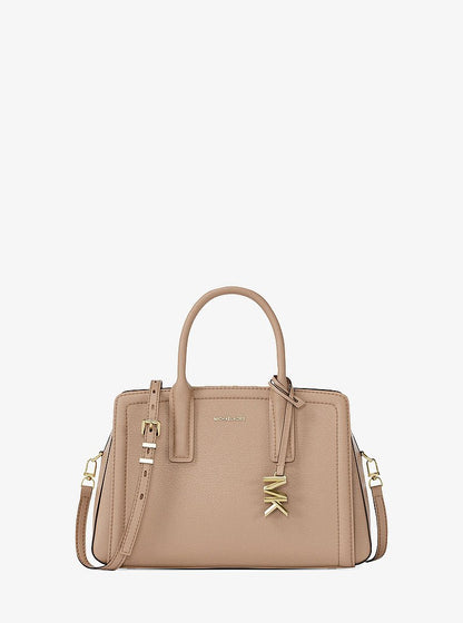 Michael Kors Laila Small Pebbled Leather Satchel KHAKI