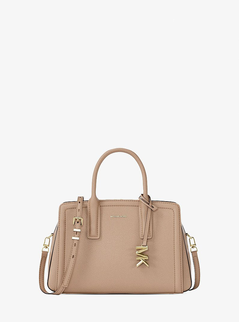 Michael Kors Laila Small Pebbled Leather Satchel KHAKI