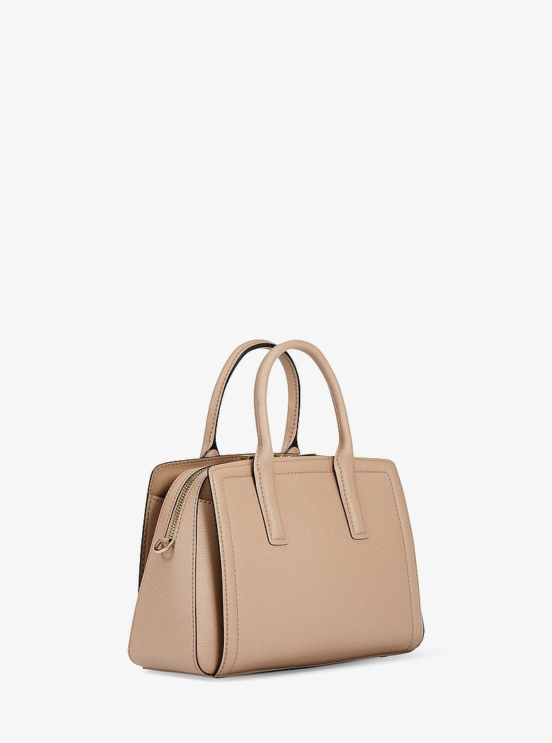 Michael Kors Laila Small Pebbled Leather Satchel KHAKI