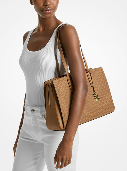 Laila Medium Signature Logo Tote Bag Husk Husk