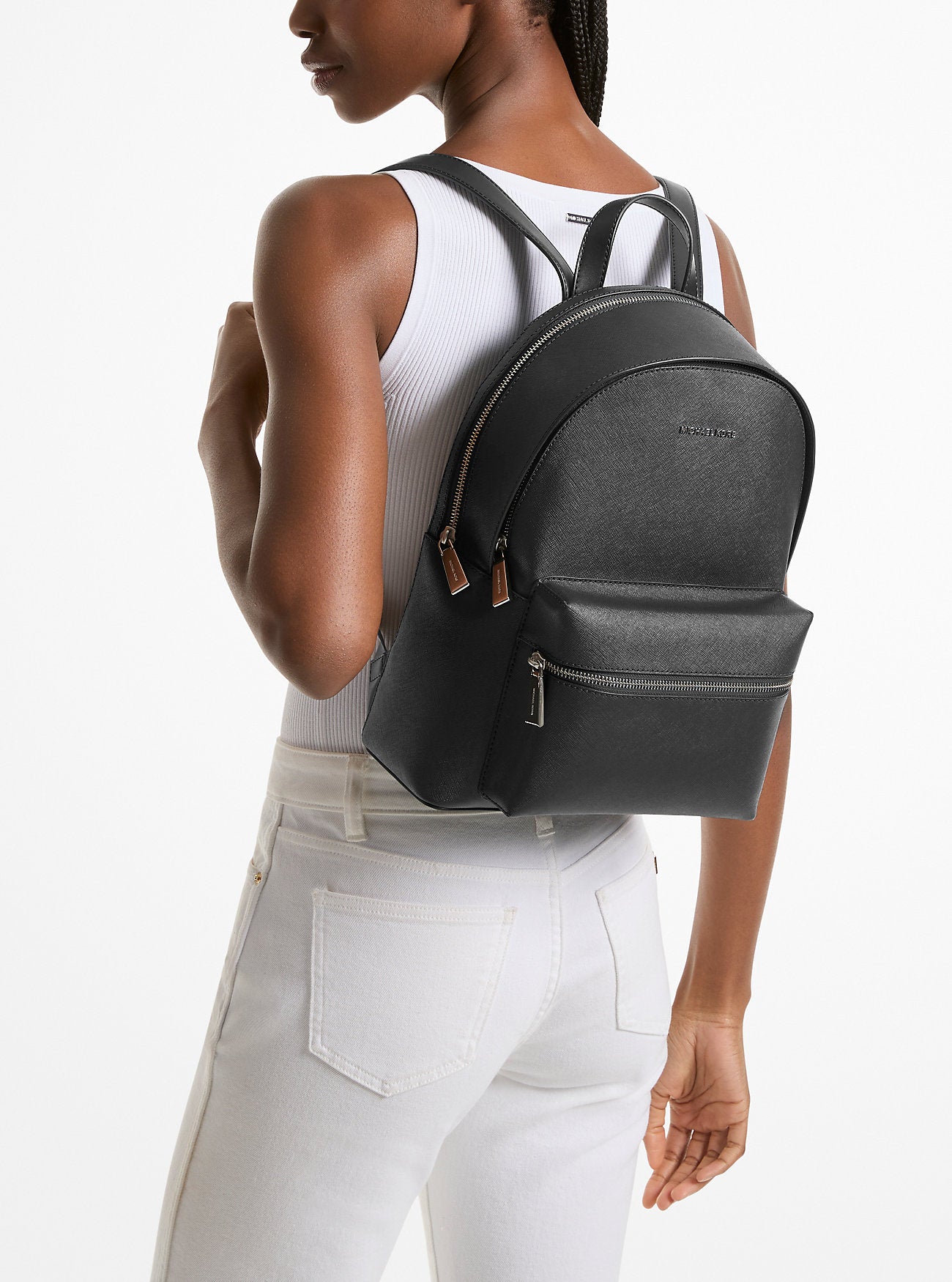 Sally Medium 2-in-1 Saffiano Leather Backpack Black Black