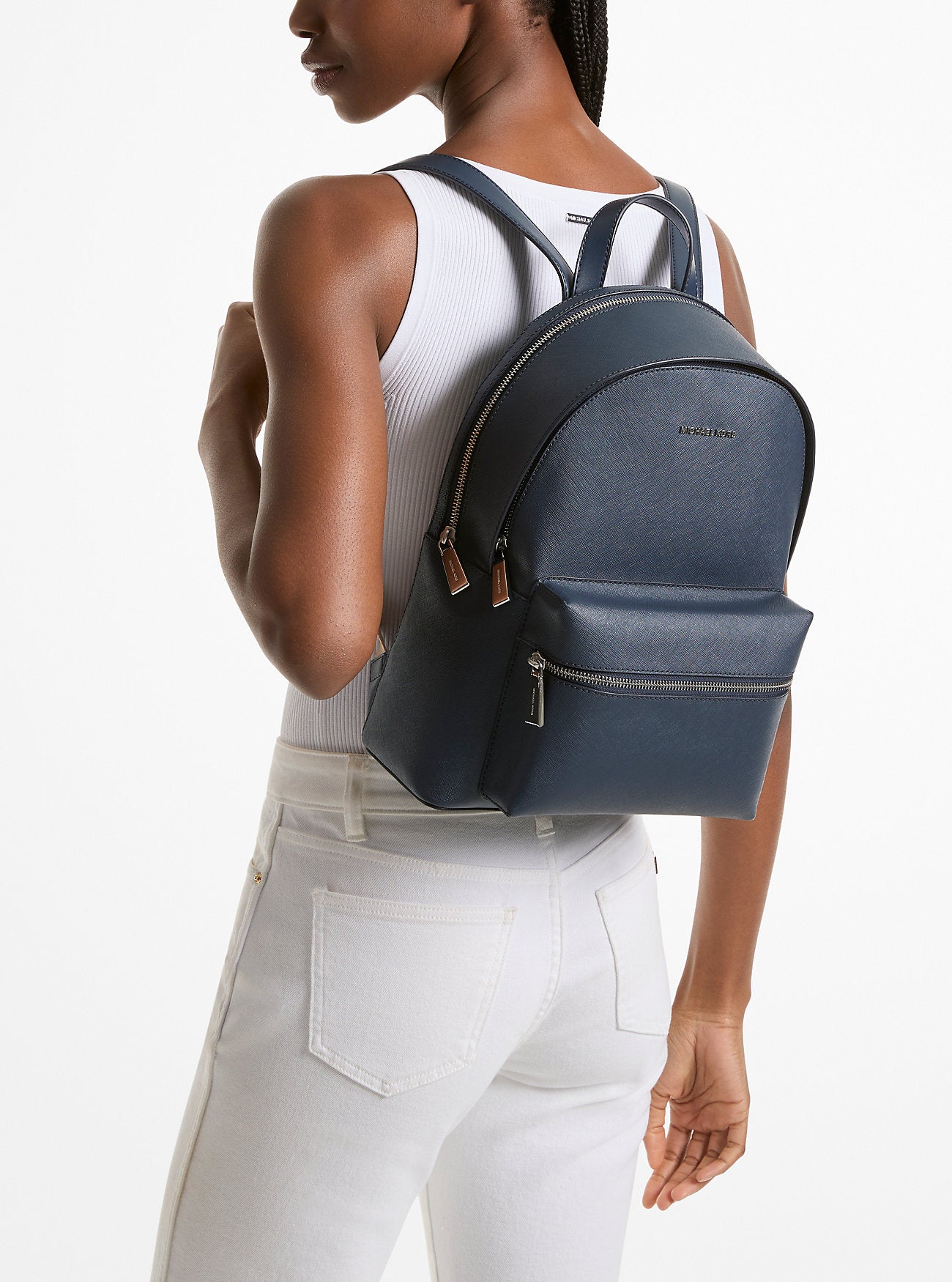 Sally Medium 2-in-1 Saffiano Leather Backpack Navy Navy