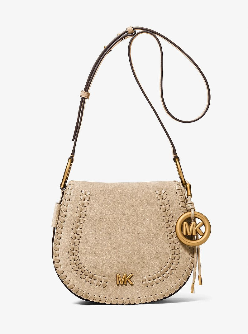 Michael Kors Josie Medium Whipstitched Suede Saddle Bag KHAKI