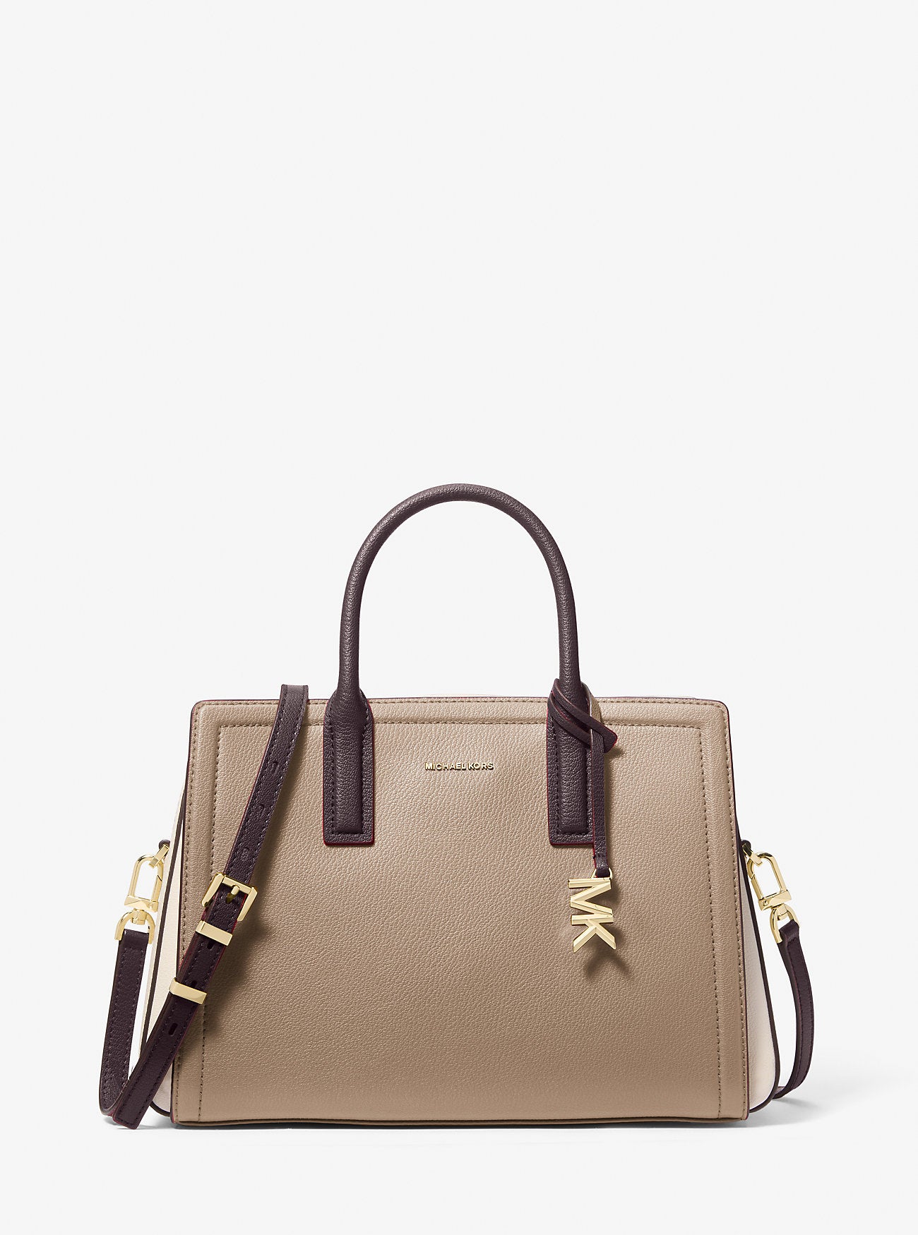 Laila Medium Color-Block Pebbled Leather Satchel Birch Multi Birch Multi