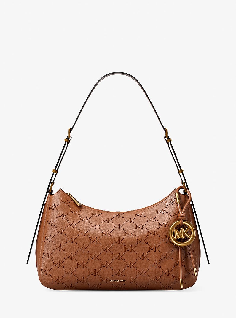 Michael Kors Nolita Medium Pebbled Leather Shoulder Bag LUGGAGE