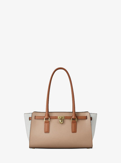 Michael Kors Hamilton Small Color-Blocked Leather Satchel KHAKI MULTI