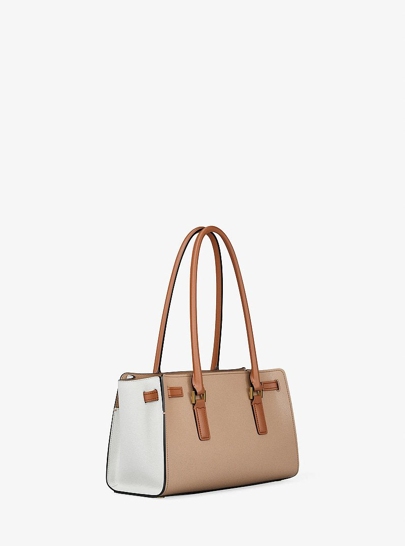 Michael Kors Hamilton Small Color-Blocked Leather Satchel KHAKI MULTI