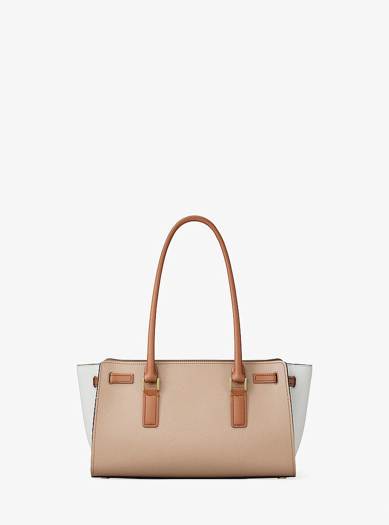 Michael Kors Hamilton Small Color-Blocked Leather Satchel KHAKI MULTI