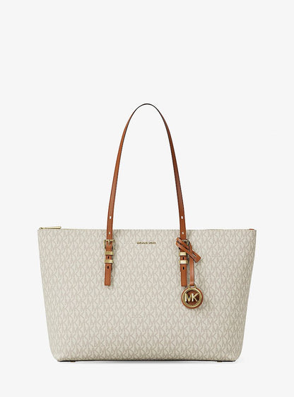 Michael Kors Quinn Large Signature Logo Tote Bag VANILLA/ACORN