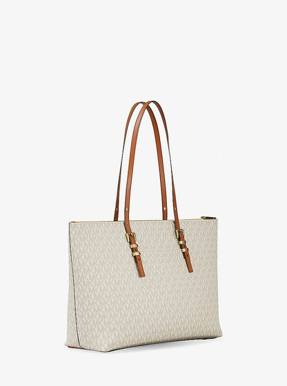 Michael Kors Quinn Large Signature Logo Tote Bag VANILLA/ACORN