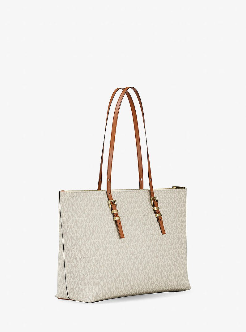 Michael Kors Quinn Large Signature Logo Tote Bag VANILLA/ACORN