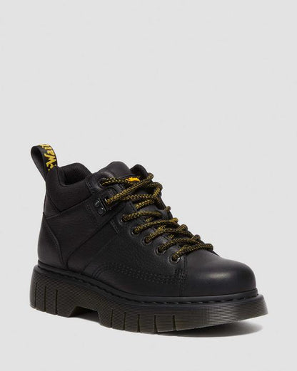 Dr. Martens Woodard Grizzly Leather Low Casual Boots Black - Womens
