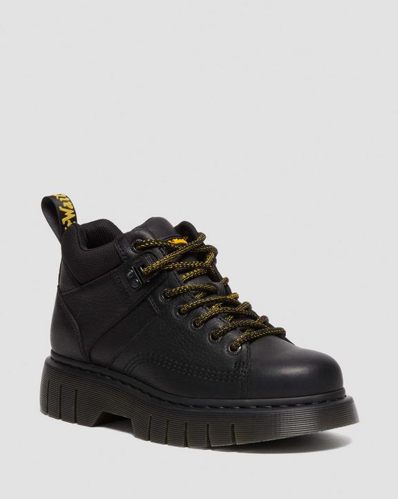 Dr. Martens Woodard Grizzly Leather Low Casual Boots Black - Womens