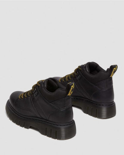 Dr. Martens Woodard Grizzly Leather Low Casual Boots Black - Womens