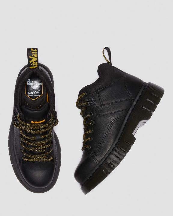 Martens Woodard Grizzly Leather Low Casual Boots Black Womens UK