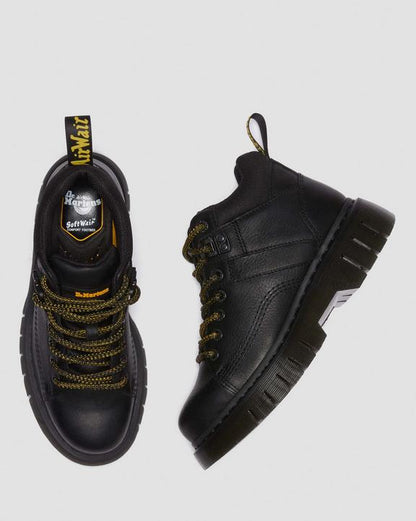 Dr. Martens Woodard Grizzly Leather Low Casual Boots Black - Womens
