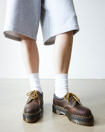 Dr. Martens 8053 Arc Crazy Horse Leather Platform Casual Shoes Dark Brown - Mens