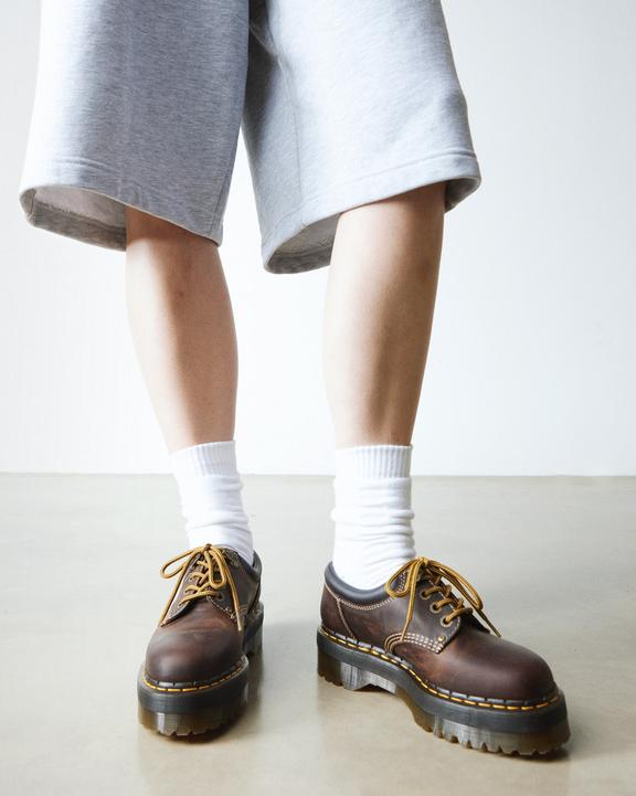 Dr. Martens 8053 Arc Crazy Horse Leather Platform Casual Shoes Dark Brown - Womens