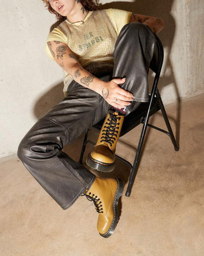 1460 Bex Smooth Leather Lace Up Boots - Antique Olive - Womens