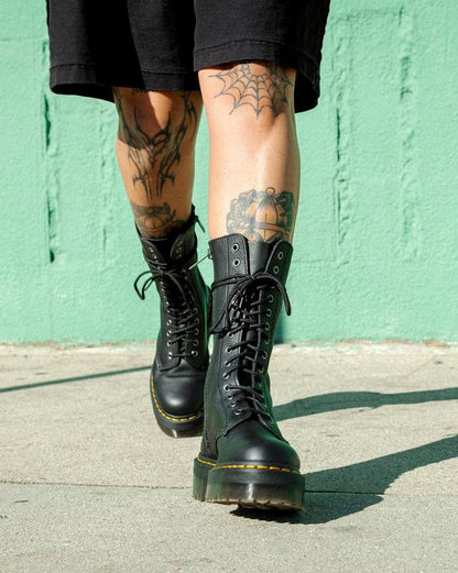 Dr. Martens 1B99 Pisa Leather Mid Calf Lace Up Boots Black - Womens