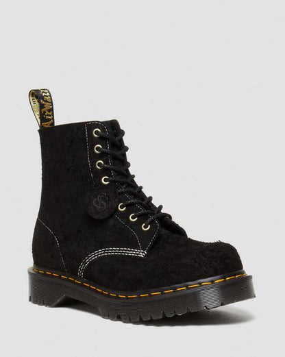 Dr Martens 1460 Made In England Emboss Suede Lace Up Boots - Black