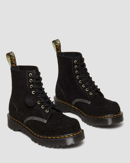 Dr Martens 1460 Made In England Emboss Suede Lace Up Boots - Black