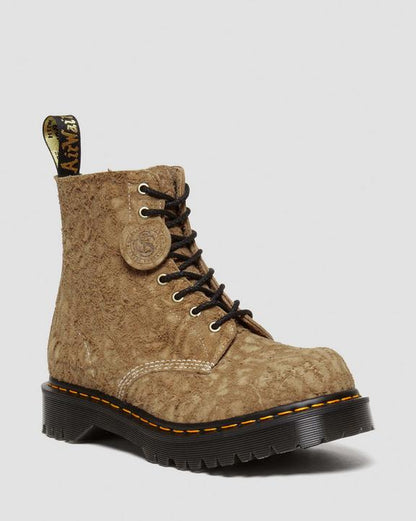 Dr Martens 1460 Made In England Emboss Suede Lace Up Boots - Savannah Tan