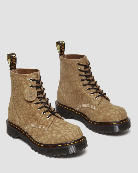 Dr Martens 1460 Made In England Emboss Suede Lace Up Boots - Savannah Tan