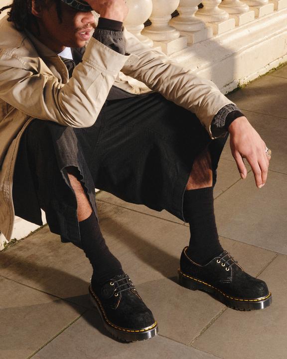 Dr Martens 1461 Bex Made In England Emboss Suede Oxford Shoes - Black