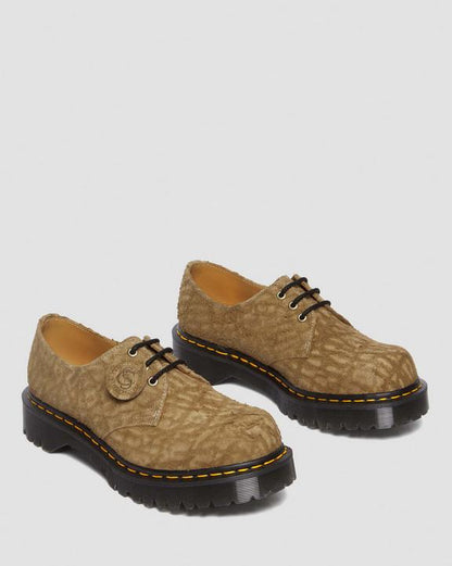 Dr Martens 1461 Bex Made In England Emboss Suede Oxford Shoes - Savannah Tan