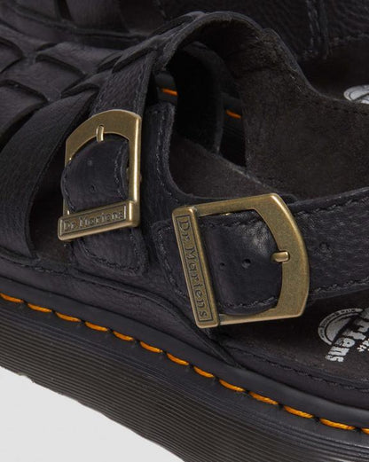 Dr Martens Wrenlie Grizzly Leather Fisherman Sandals - Black