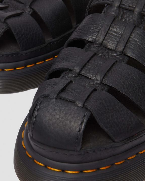 Dr Martens Wrenlie Grizzly Leather Fisherman Sandals - Black