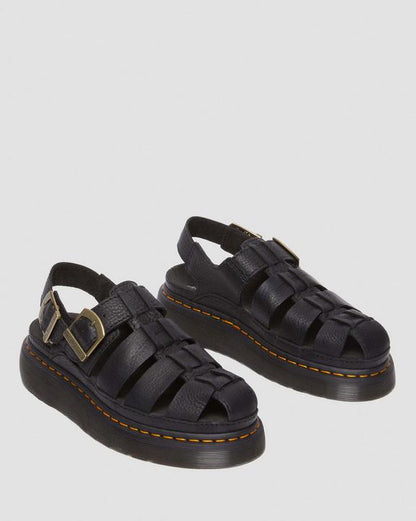 Dr Martens Wrenlie Grizzly Leather Fisherman Sandals - Black