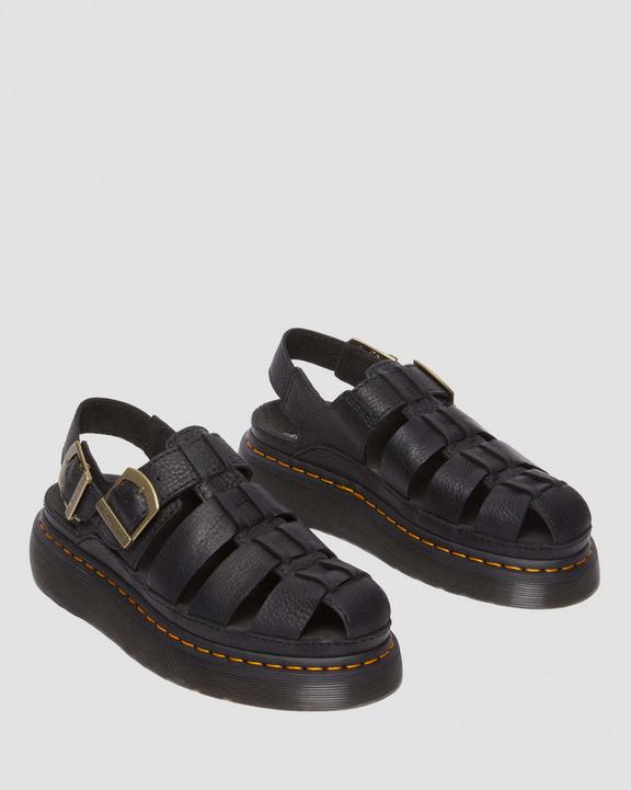 Dr Martens Wrenlie Grizzly Leather Fisherman Sandals - Black