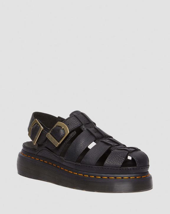 Dr Martens Wrenlie Grizzly Leather Fisherman Sandals - Black