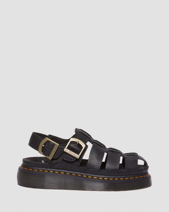 Dr Martens Wrenlie Grizzly Leather Fisherman Sandals - Black