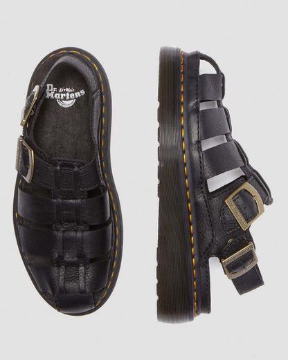 Dr Martens Wrenlie Grizzly Leather Fisherman Sandals - Black