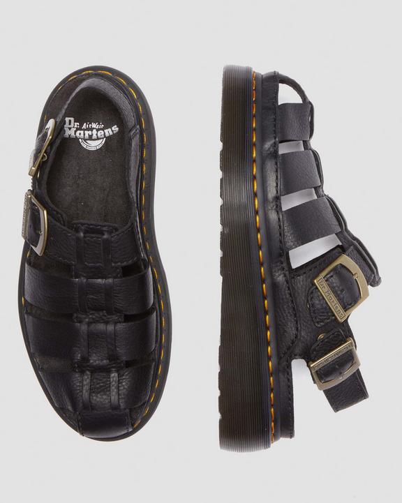 Dr Martens Wrenlie Grizzly Leather Fisherman Sandals - Black