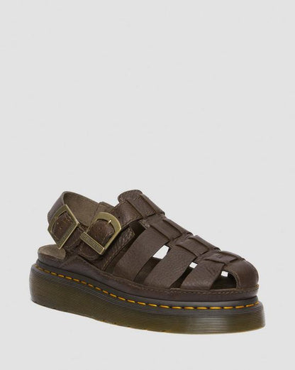 Dr Martens Wrenlie Grizzly Leather Fisherman Sandals - Dark Brown
