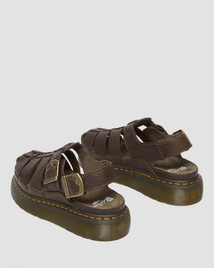 Dr Martens Wrenlie Grizzly Leather Fisherman Sandals - Dark Brown